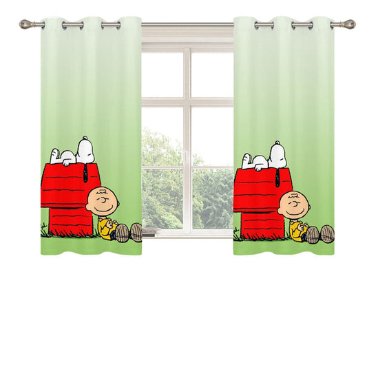 Snoopy Charlie Brown Peach Skin Window Curtains
