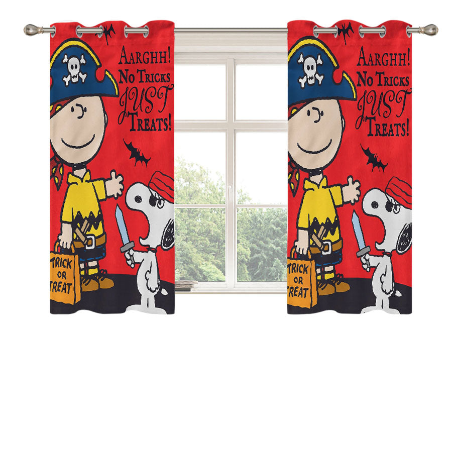 Snoopy Charlie Brown Halloween Peach Skin Window Curtains