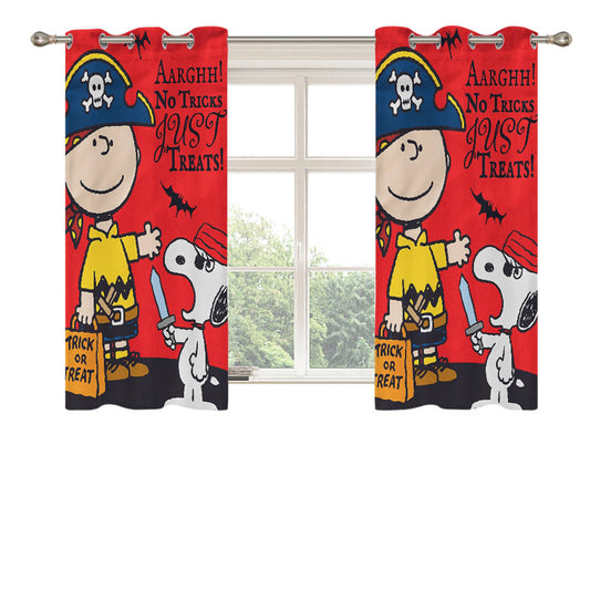 Snoopy Charlie Brown Halloween Peach Skin Window Curtains