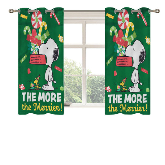 Snoopy Christmas Garden Flag Holiday Peach Skin Window Curtains