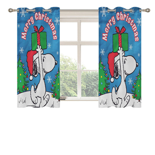 Snoopy Christmas Peanuts Peach Skin Window Curtains