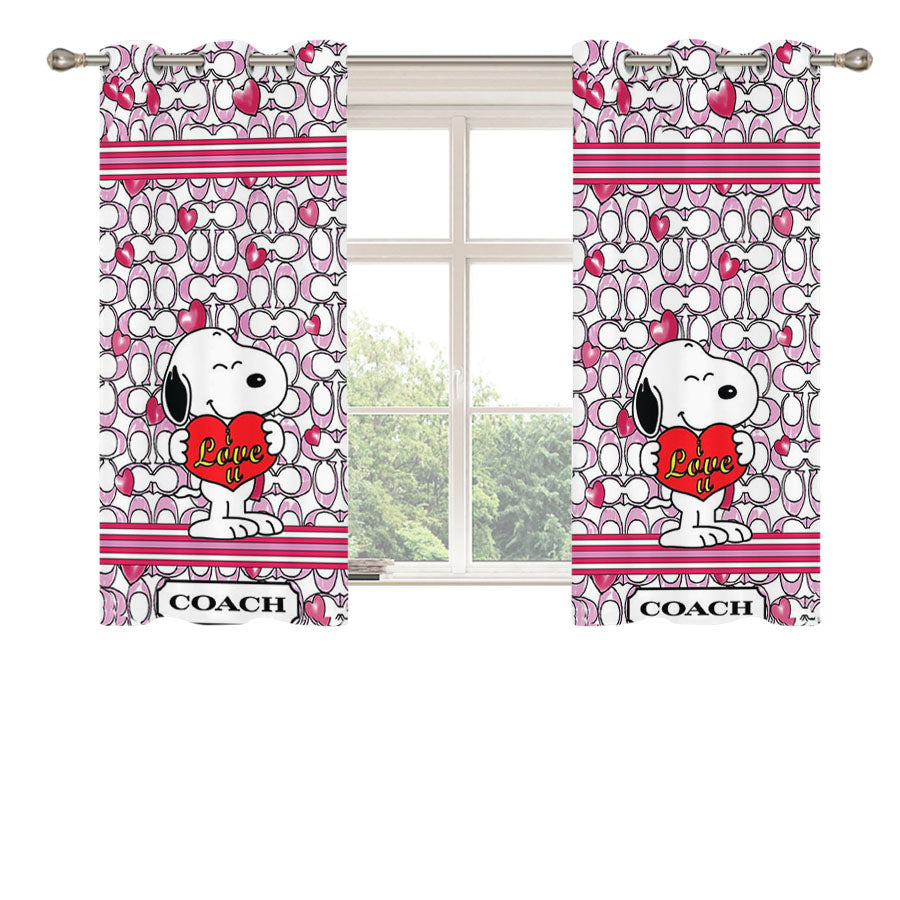 Snoopy Coach Peach Skin Window Curtains