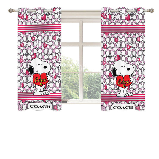 Snoopy Coach Peach Skin Window Curtains