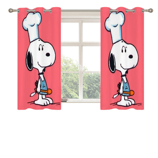 Snoopy Cooking Peach Skin Window Curtains