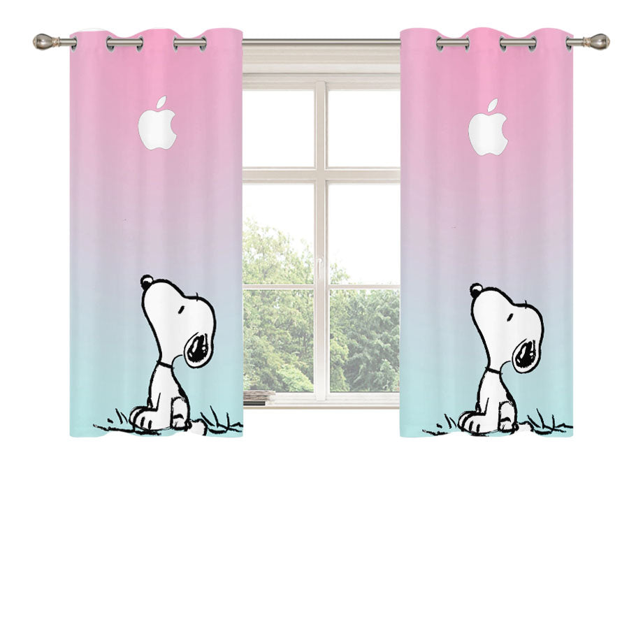 Snoopy Gradient Pink Mint Peach Skin Window Curtains