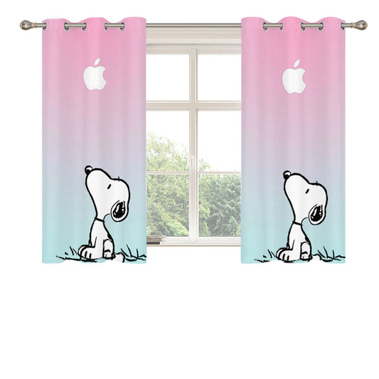 Snoopy Gradient Pink Mint Peach Skin Window Curtains