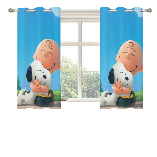 Snoopy Hug Charlie Brown Peach Skin Window Curtains