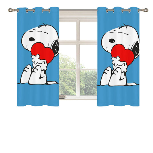 Snoopy Love Heart Peach Skin Window Curtains