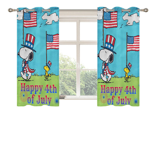 Snoopy Patriotic July 4Th Peach Skin Window Curtains