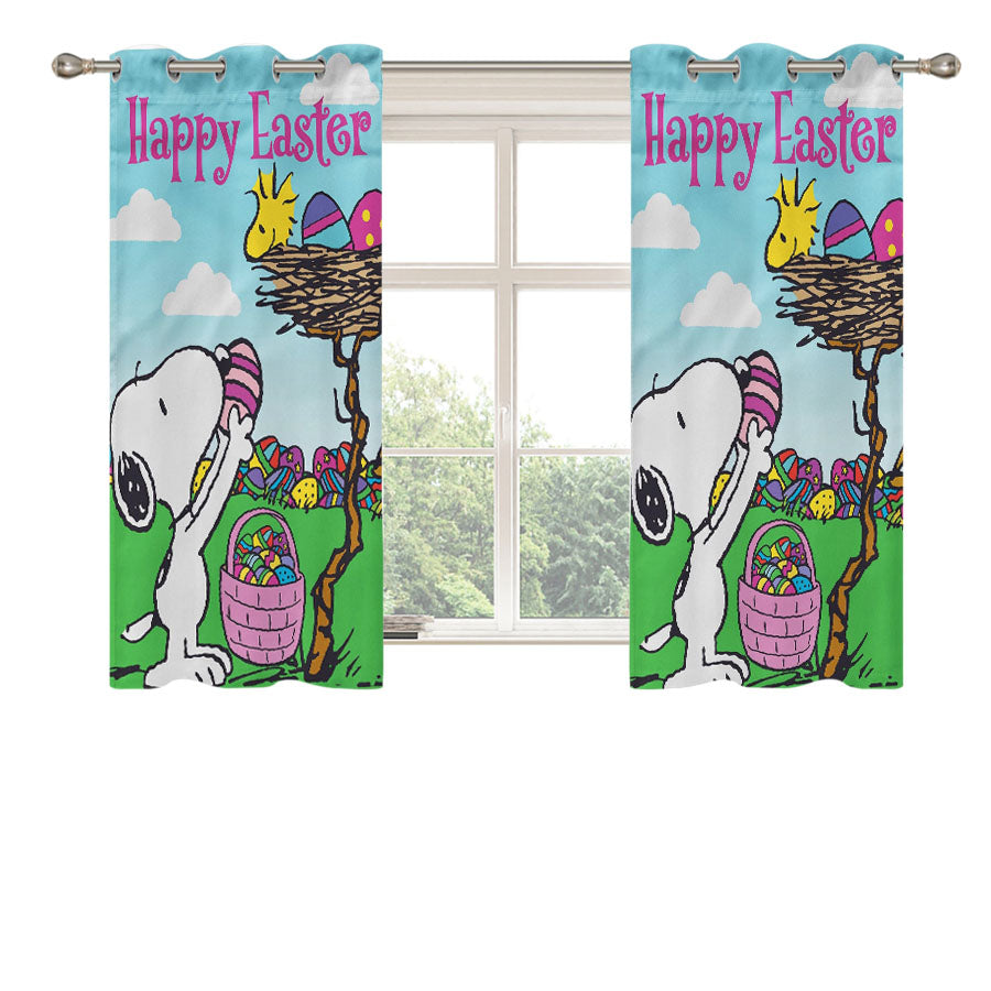 Snoopy Peanuts Easter Peach Skin Window Curtains