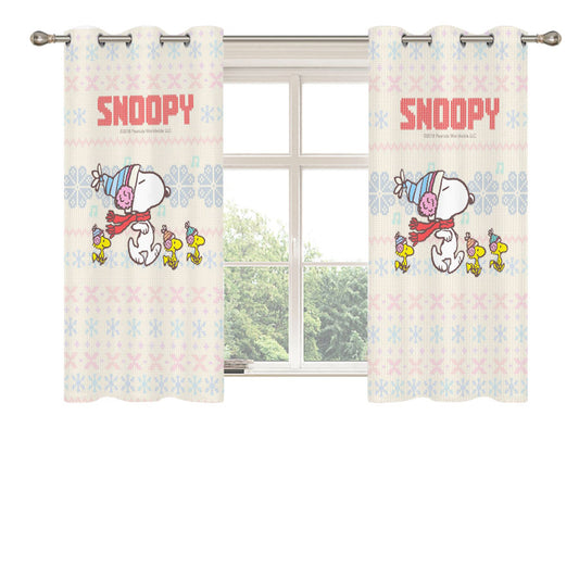 Snoopy'S Winter Clothes Peach Skin Window Curtains