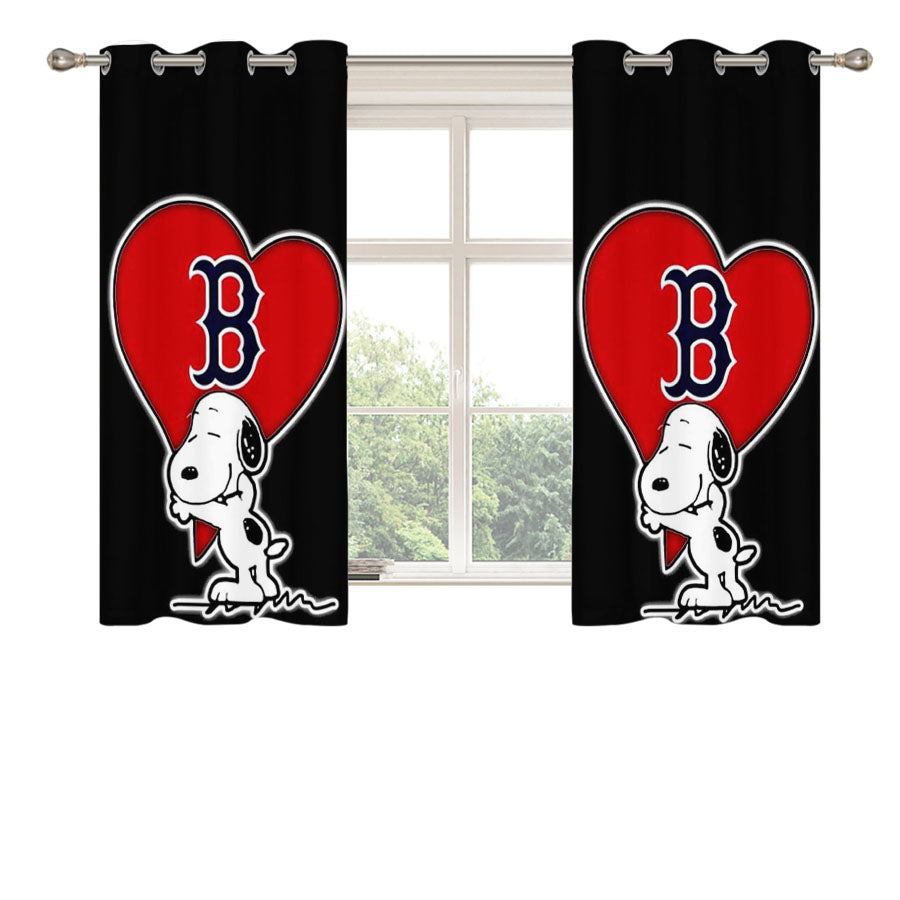 Snoopy Steelers Love Peach Skin Window Curtains