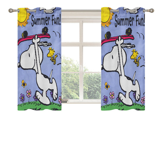 Snoopy Summer Flag Peanuts Peach Skin Window Curtains