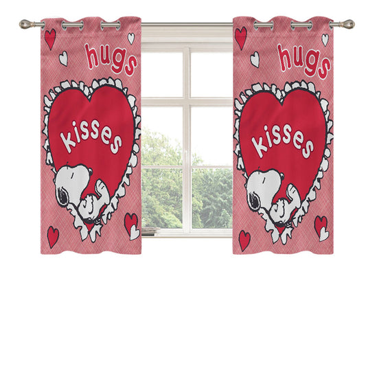 Snoopy Valentine'S Day Heart Peach Skin Window Curtains