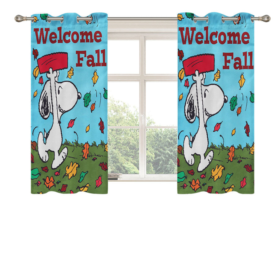 Snoopy Welcome Fall Peach Skin Window Curtains