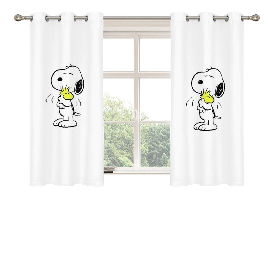 Snoopy White Peach Skin Window Curtains