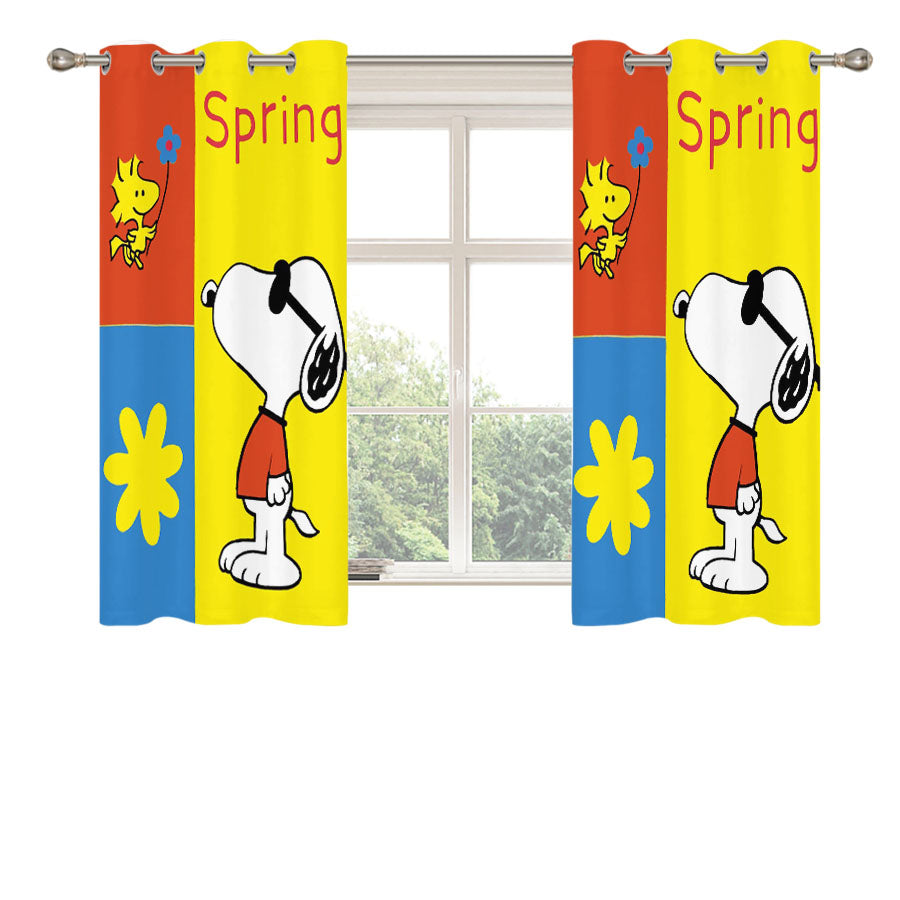 Snoopy Woodstock Spring Peach Skin Window Curtains