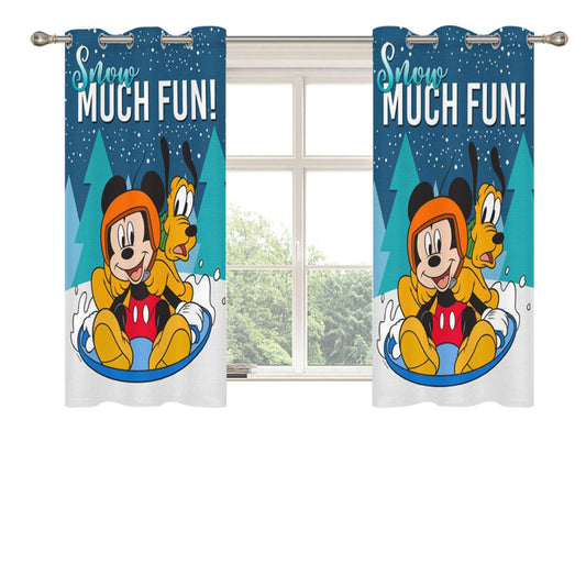Snow Much Fun Mickey Peach Skin Window Curtains