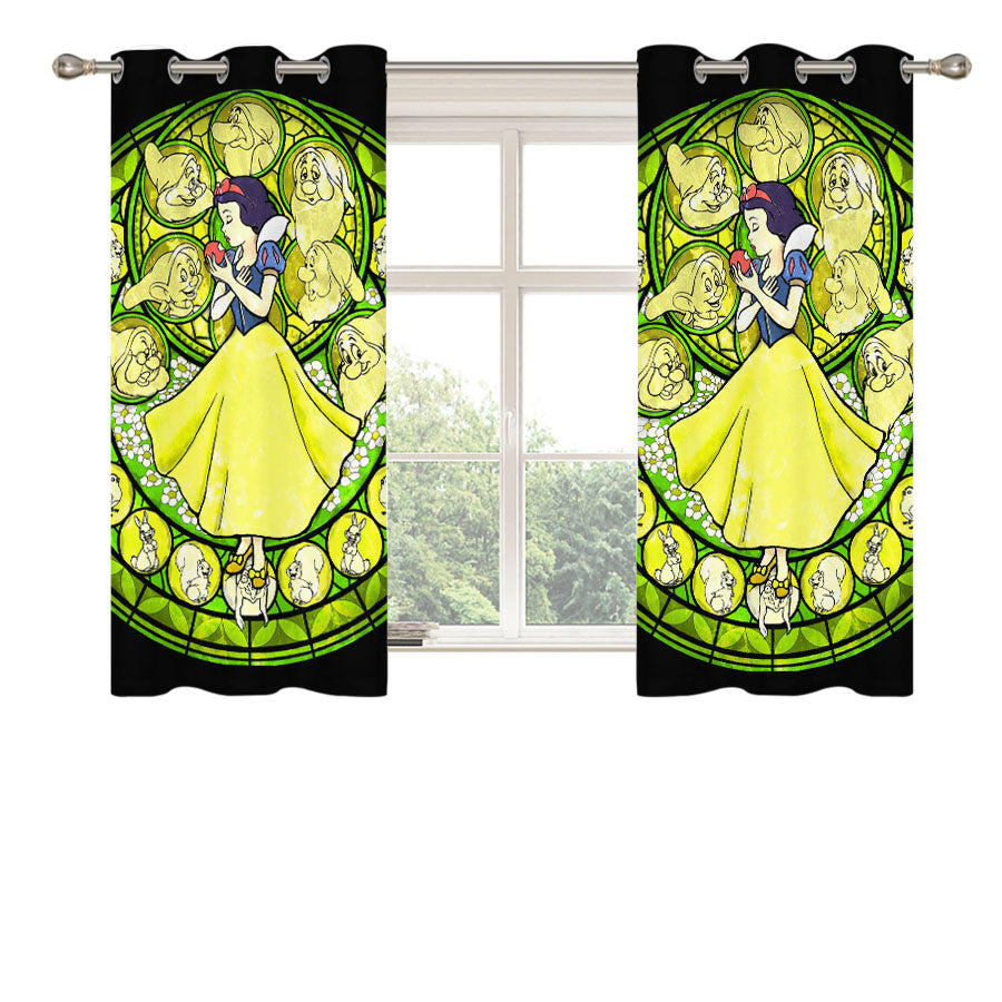Snow White Stained Glass Peach Skin Window Curtains