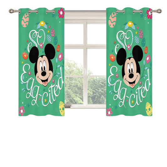 So Egg-Cited Easter Mickey Mouse Peach Skin Window Curtains