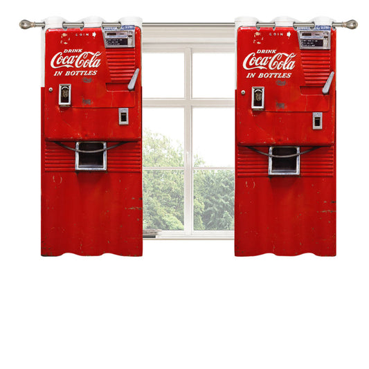 Soft Drink Coca Cola Vintage Vending Machine Peach Skin Window Curtains