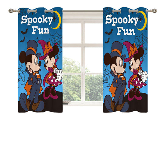 Spooky Fun Mickey & Minnie Peach Skin Window Curtains