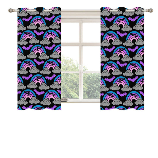 Spooky Halloween Rainbow Pattern Peach Skin Window Curtains