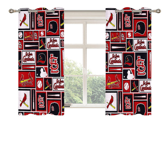 St Louis Cardinals Baseball Doodle Logo Peach Skin Window Curtains
