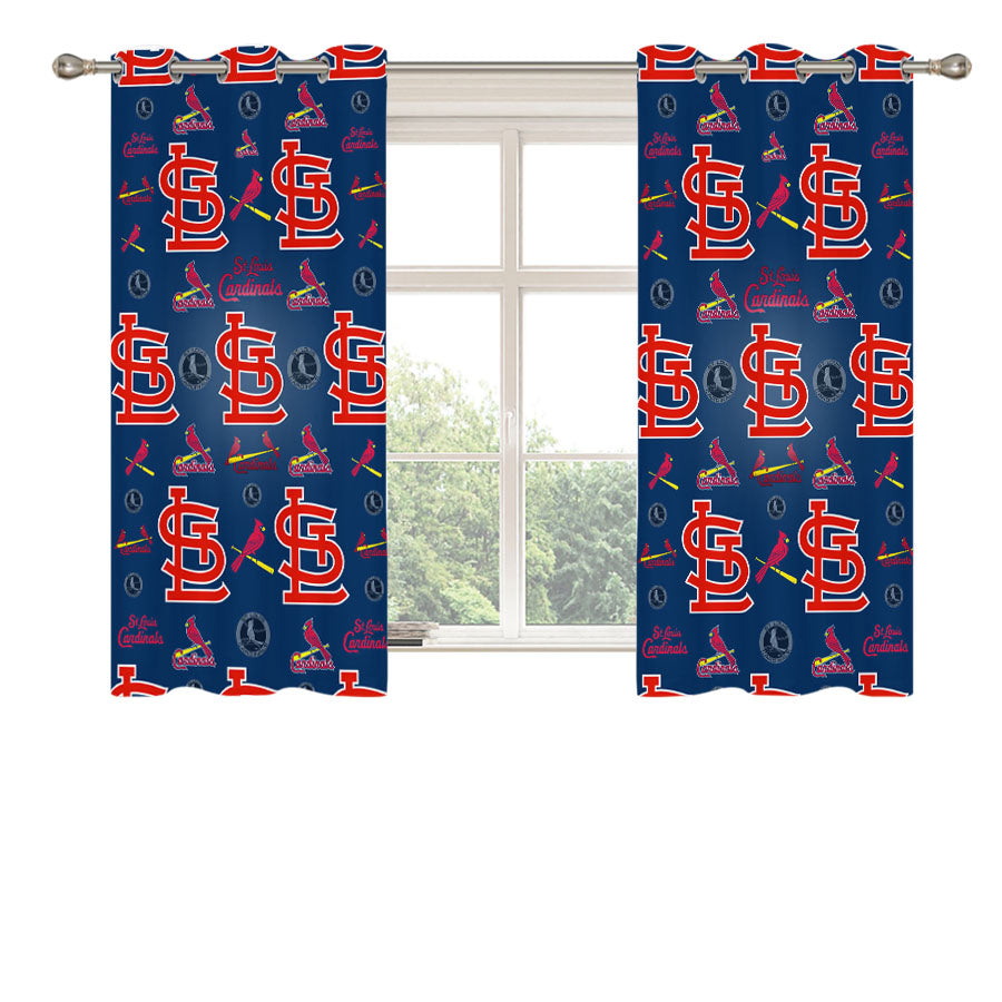 St Louis Cardinals Logo Pattern Peach Skin Window Curtains