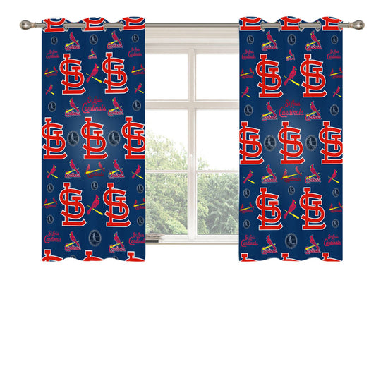 St Louis Cardinals Logo Pattern Peach Skin Window Curtains