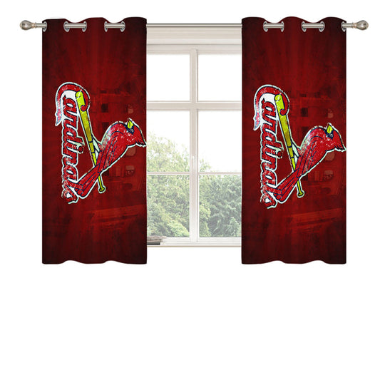 St Louis Cardinals Logo Red Peach Skin Window Curtains