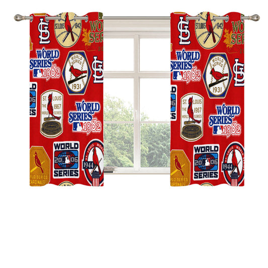 St Louis Cardinals World Series Emblem Peach Skin Window Curtains