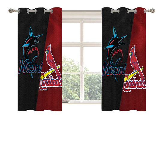 St Louis Cardinals X Miami Marlins Emblem Peach Skin Window Curtains