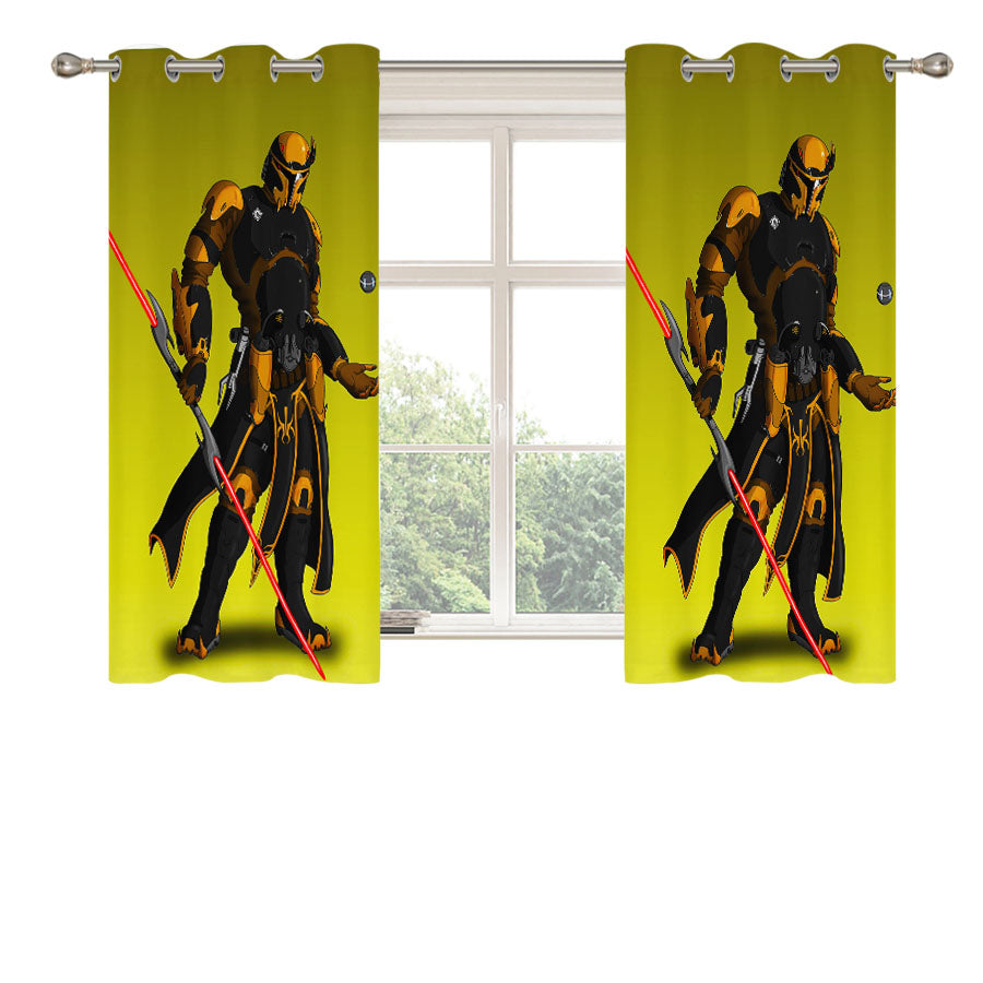Star Wars Mandalorian Vector Peach Skin Window Curtains