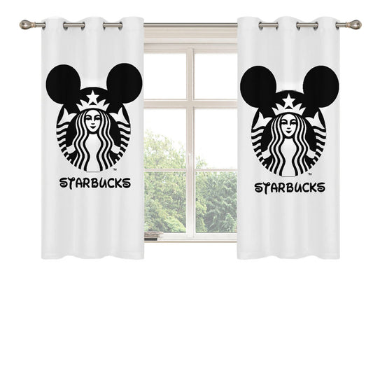 Starbucks Minnie Mouse Logo Black Peach Skin Window Curtains