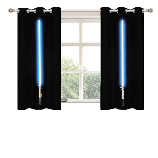 Stars Wars Lightsaber Blue Peach Skin Window Curtains