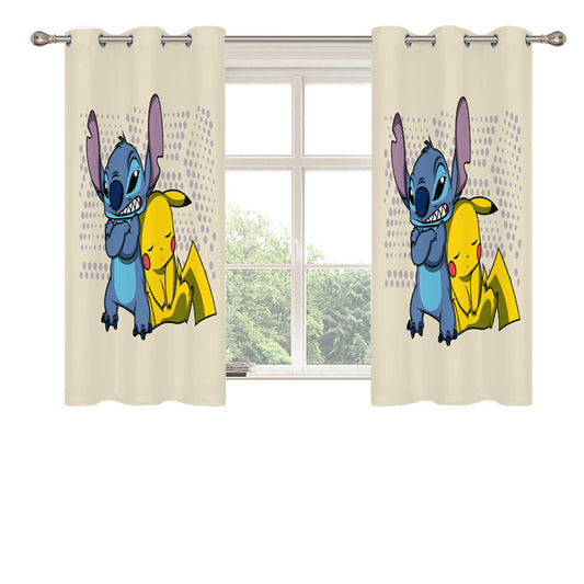 Stitch And Pika Peach Skin Window Curtains