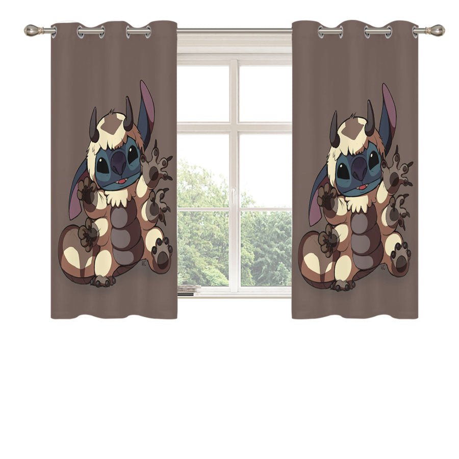 Stitch Avatar Aang Monster Appa Peach Skin Window Curtains