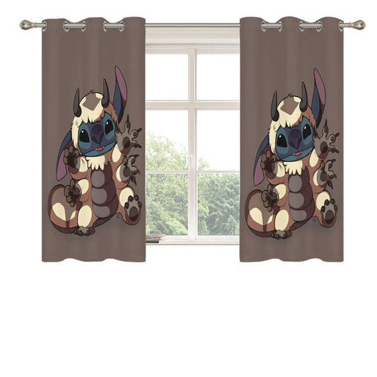Stitch Avatar Aang Monster Appa Peach Skin Window Curtains