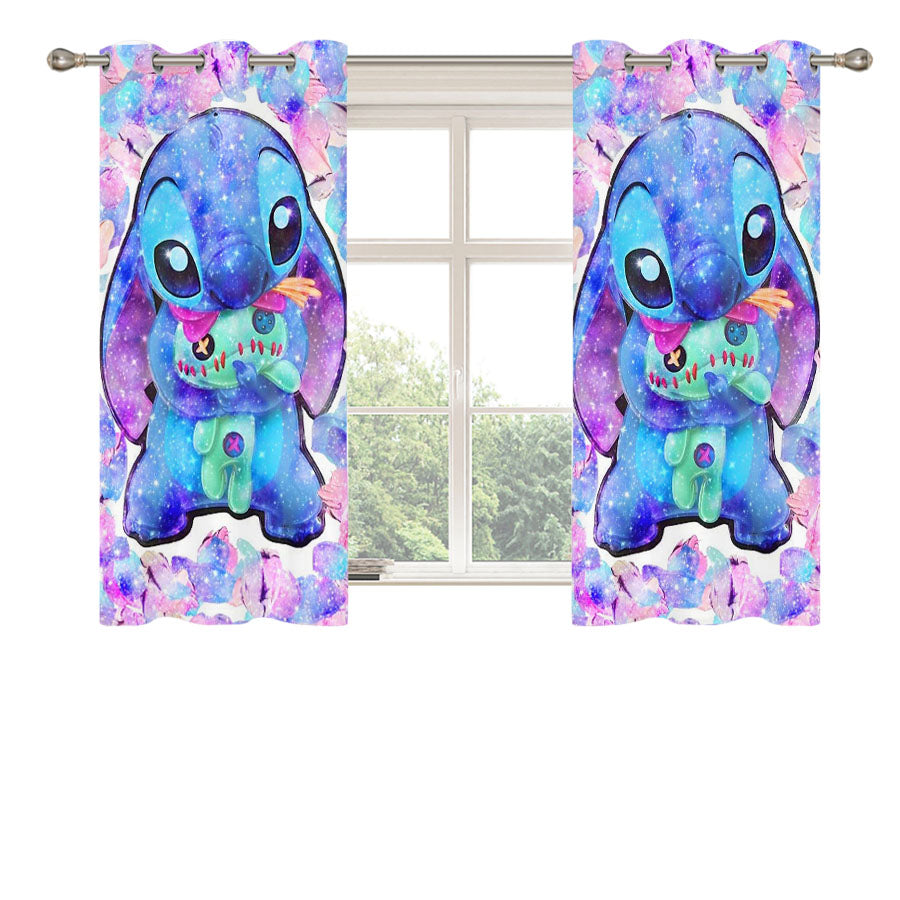 Stitch Hug Scrump Glitter Peach Skin Window Curtains