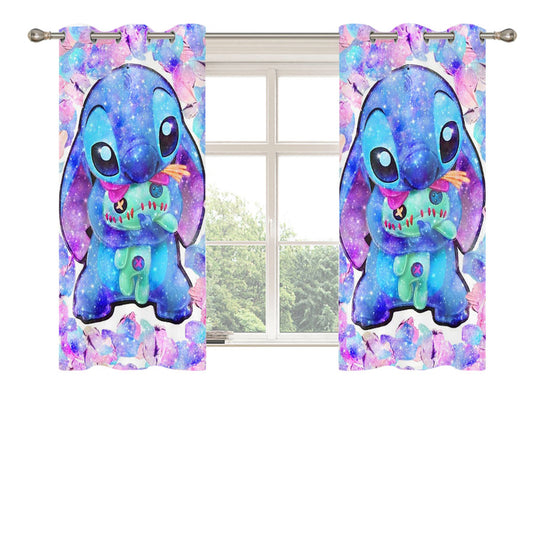 Stitch Hug Scrump Glitter Peach Skin Window Curtains