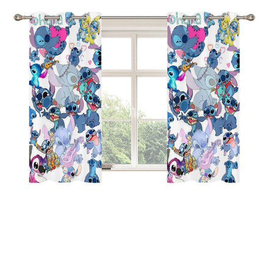 Stitch Ohana Collage Peach Skin Window Curtains