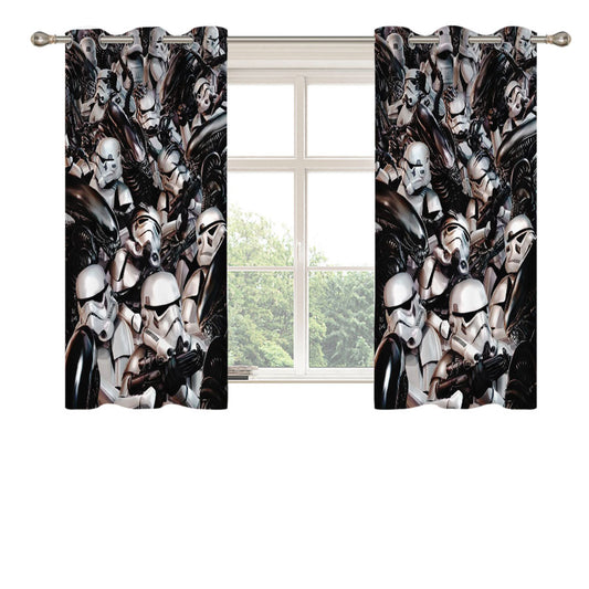 Stormtroopers Vesrus Aliens Peach Skin Window Curtains