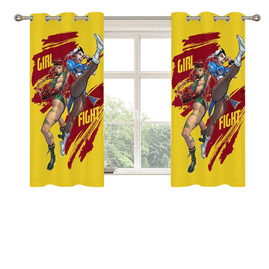 Street Fighter Girl Peach Skin Window Curtains
