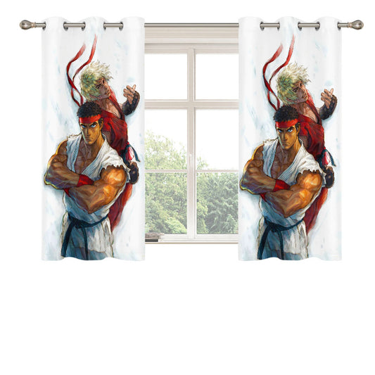 Street Fighter Ryu And Ken Peach Skin Window Curtains