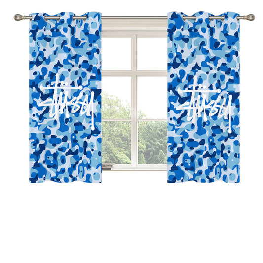 Stussy Bape Camouflage Blue Peach Skin Window Curtains