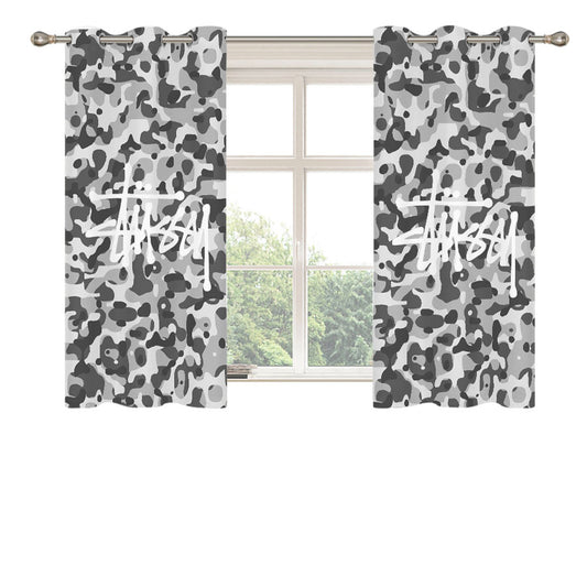 Stussy Bape Camouflage Grey Peach Skin Window Curtains