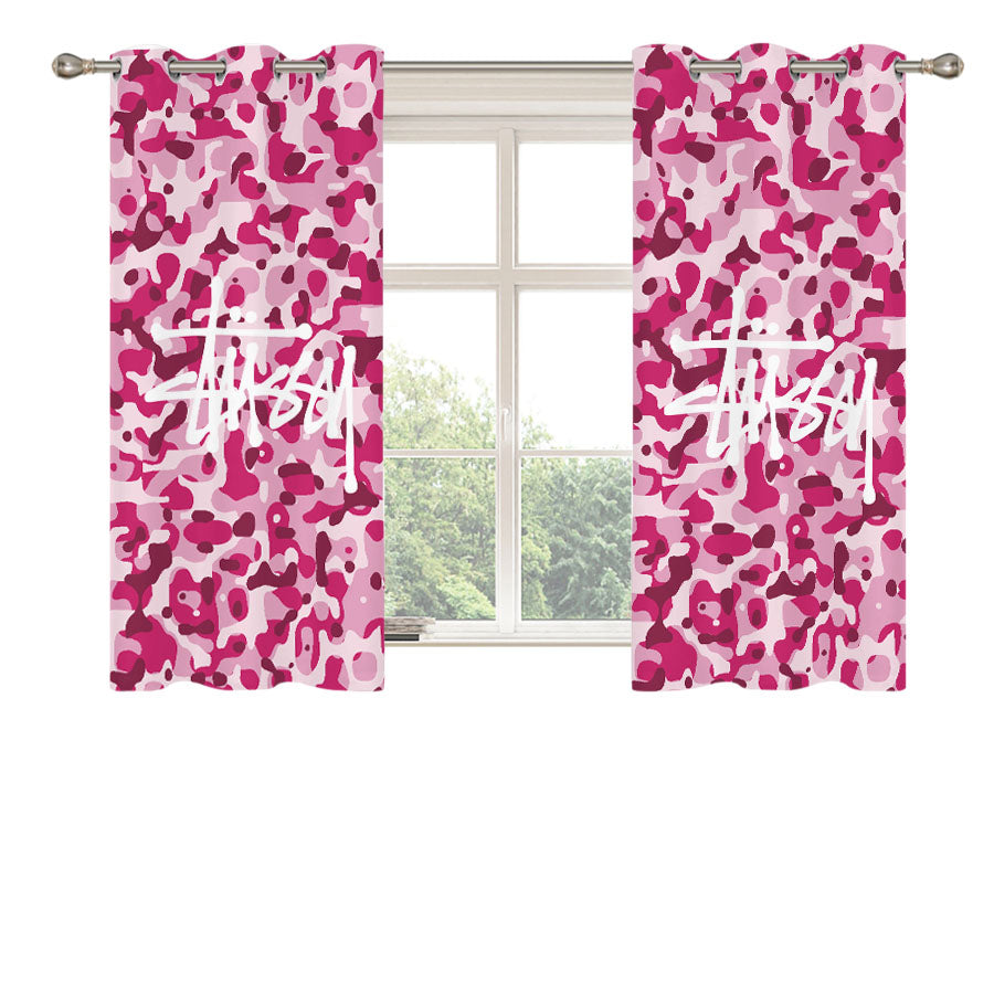 Stussy Bape Camouflage Pink Peach Skin Window Curtains