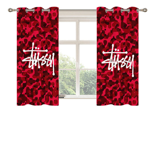 Stussy Bape Camouflage Red Peach Skin Window Curtains