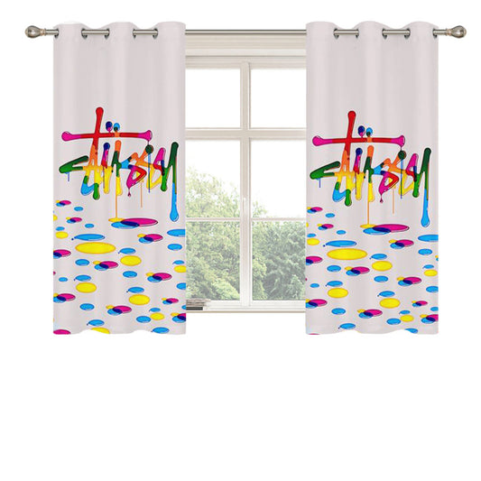 Stussy Drops Of Paint Peach Skin Window Curtains